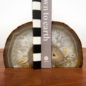 Natural Agate Geode Bookends